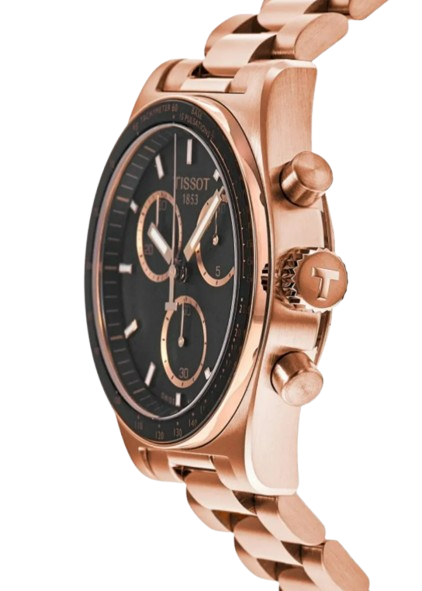 Tissot PR516 Rose Gold Black Dial Men's Chronograph Watch- T149.417.33.051.00